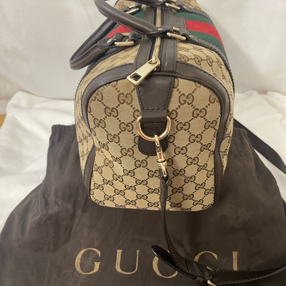 Gucci Boston Beige and Brown Monogram Duffel Bag - Picture 3 of 16